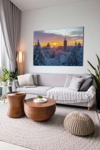 Winterliche Morgensonne über dem Dünsberg