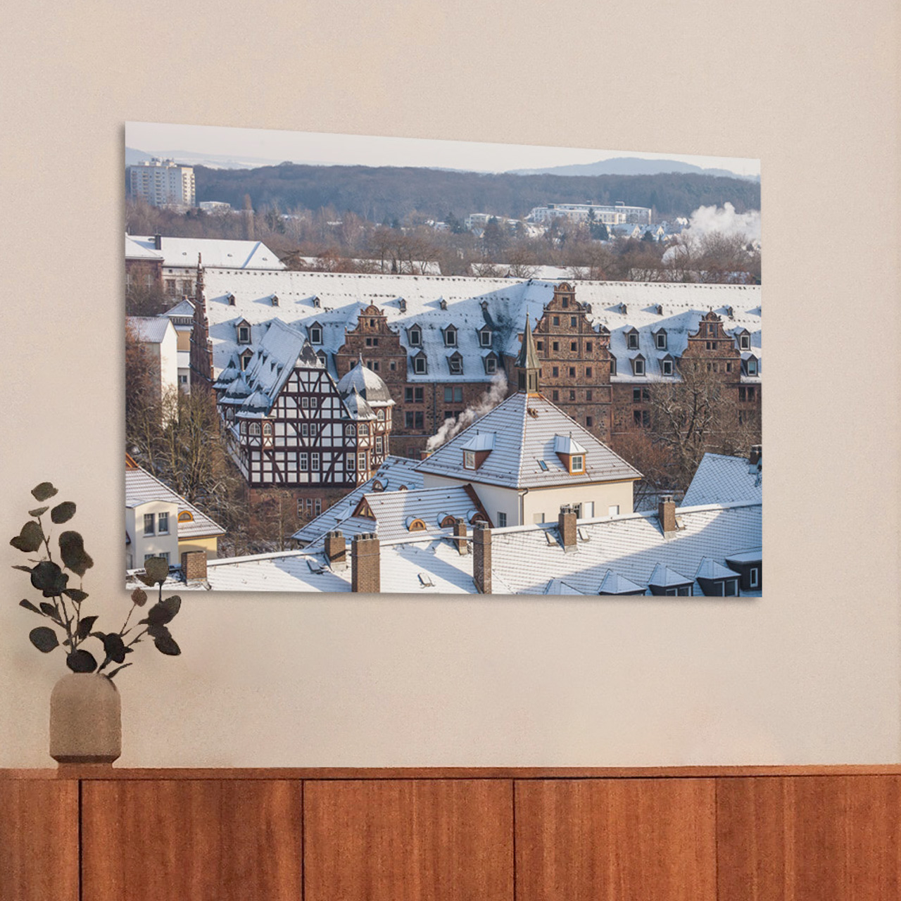 Wintermorgen über Gießen mit Blick auf das Neue Schloss und das Zeughaus