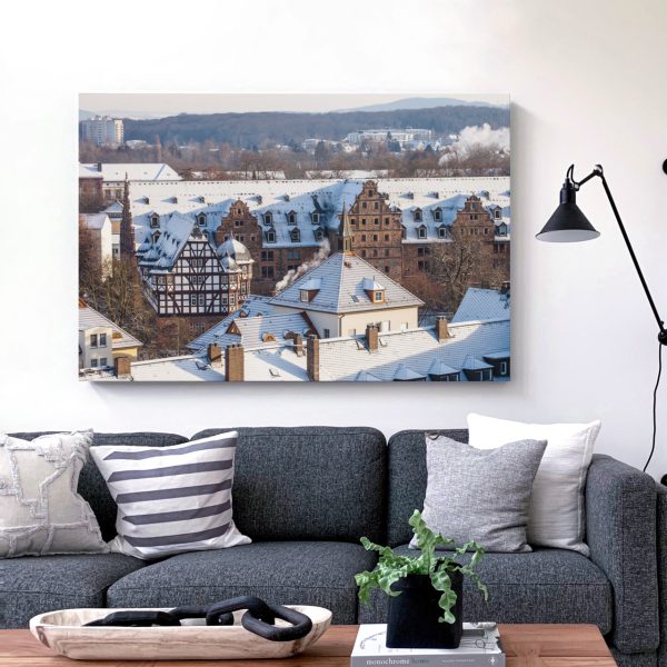 Wintermorgen über Gießen mit Blick auf das Neue Schloss und das Zeughaus
