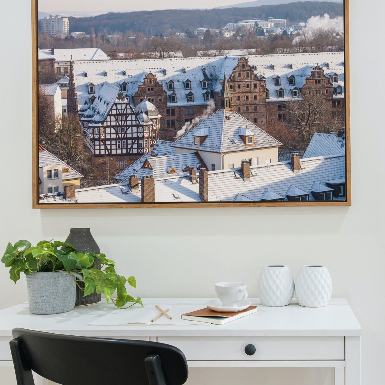 Wintermorgen über Gießen mit Blick auf das Neue Schloss und das Zeughaus