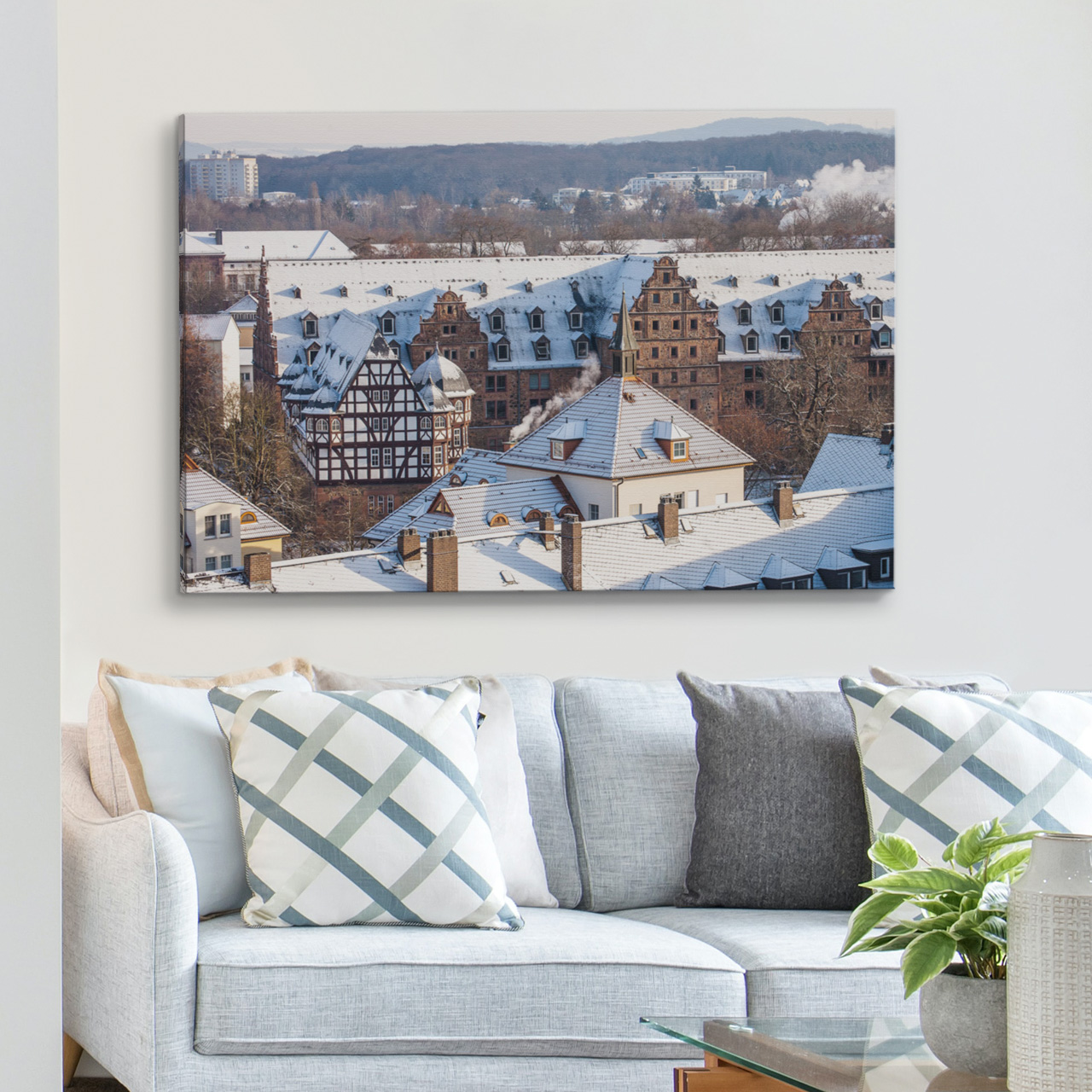 Wintermorgen über Gießen mit Blick auf das Neue Schloss und das Zeughaus