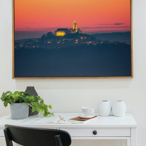 Die Burg Gleiberg nach Sonnenuntergang
