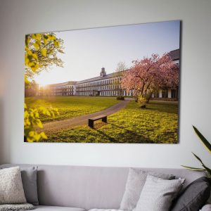 Das Finanzamt Gießen kurz vor Sonnenuntergang